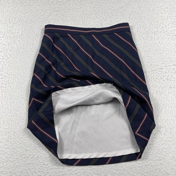 Brooks Brothers Skirt Womens 4 Blue‎ Striped Preppy Wool Blend Academia Plaza - Picture 6 of 14